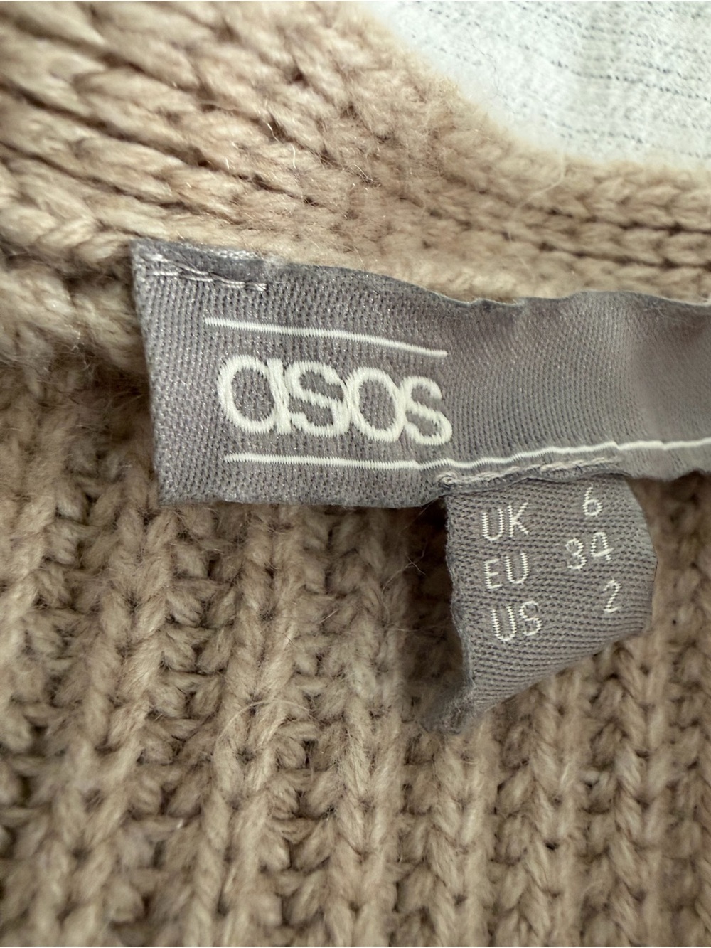 ASOS Beige Ribbed Open Front Longline Cardigan - Picture 3 of 5